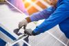 Engineer working on solar panels