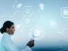 Woman with digitalisation icons